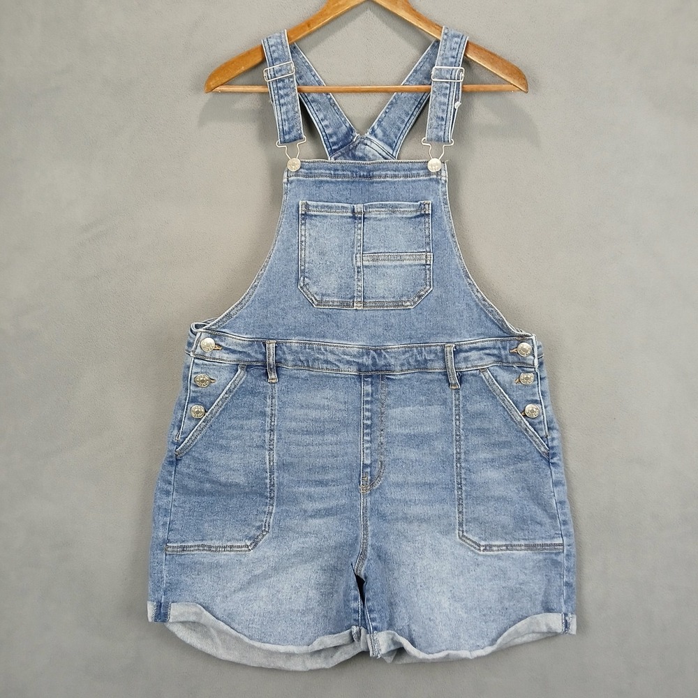Ava & Viv Light Blue Denim Short Overalls